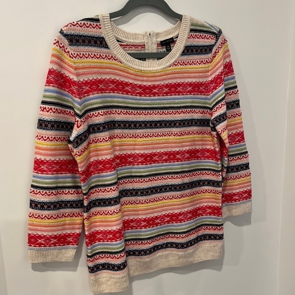 Talbots Fair Isle Striped Breton Wool Knit Sweater Size M - Picture 3 of 7